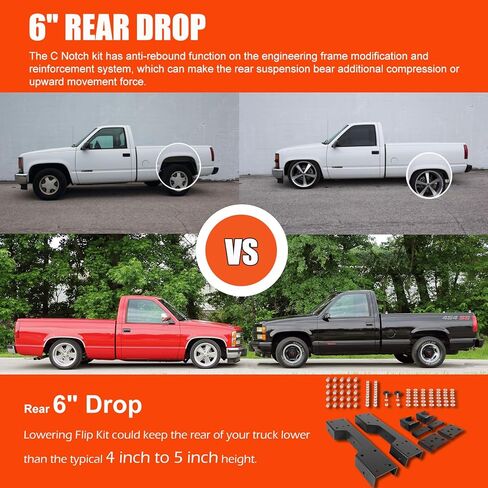 6" Drop Flip Kit & C Notch Kit Rear Support For Chevy Silverado GMC Sierra 1500 C1500 1988-1998 Pickup Truck Lowering Drop C-Notch Kit in Saudi Arabia