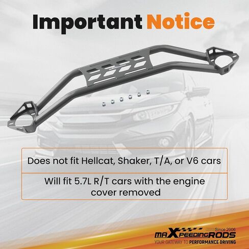 MaxPeedingrods Front Strut Tower Brace ل Dodge Challenger 2008-2023 تصميم شريط مزدوج قوي in Saudi Arabia