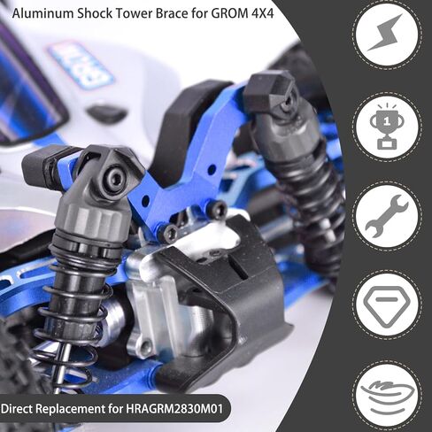 Aluminum Shock Tower Brace for GROM 4X4, 6061-T6 Front/Rear Stabilizer – Compatible with ARRMA 1/14 Typhon, 1/16 Mojave, 1/18 Granite GROM (Anodized Black/Red/Blue) in Saudi Arabia