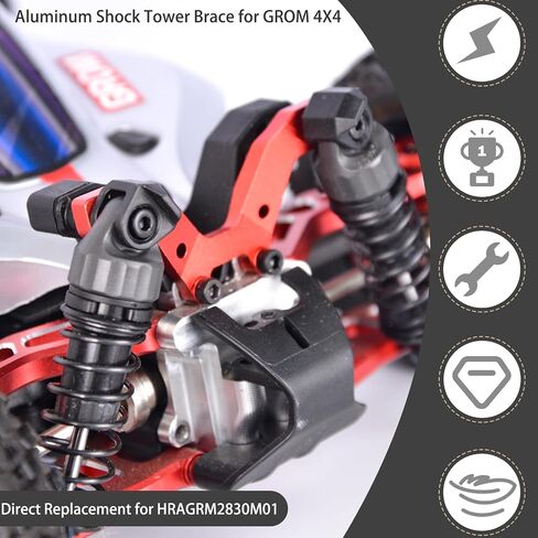Aluminum Shock Tower Brace for GROM 4X4, 6061-T6 Front/Rear Stabilizer – Compatible with ARRMA 1/14 Typhon, 1/16 Mojave, 1/18 Granite GROM (Anodized Black/Red/Blue) in Saudi Arabia