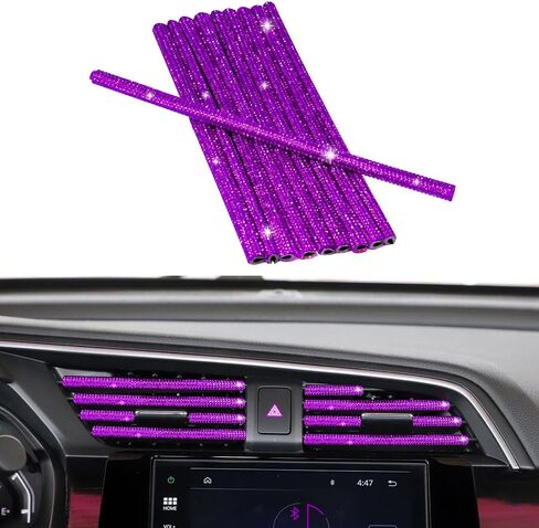 x xotic tech 10PCS Bling Car Air Vent Outlet Trim, Rhinestone Air Conditioner Vent Decoration Strip,Diamond Car Interior Accessories Universal for Most All Straight Air Vent Outlet (Purple) in Saudi Arabia