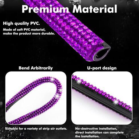x xotic tech 10PCS Bling Car Air Vent Outlet Trim, Rhinestone Air Conditioner Vent Decoration Strip,Diamond Car Interior Accessories Universal for Most All Straight Air Vent Outlet (Purple) in Saudi Arabia