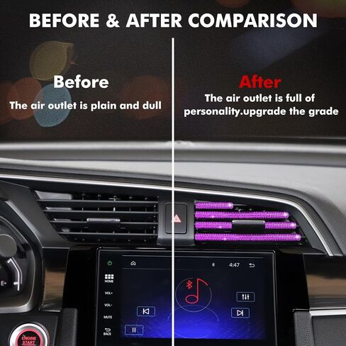 x xotic tech 10PCS Bling Car Air Vent Outlet Trim, Rhinestone Air Conditioner Vent Decoration Strip,Diamond Car Interior Accessories Universal for Most All Straight Air Vent Outlet (Purple) in Saudi Arabia