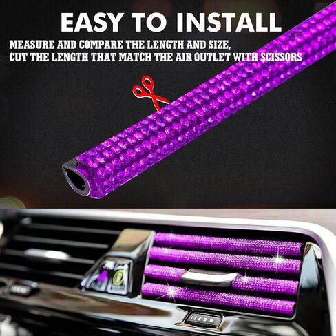 x xotic tech 10PCS Bling Car Air Vent Outlet Trim, Rhinestone Air Conditioner Vent Decoration Strip,Diamond Car Interior Accessories Universal for Most All Straight Air Vent Outlet (Purple) in Saudi Arabia