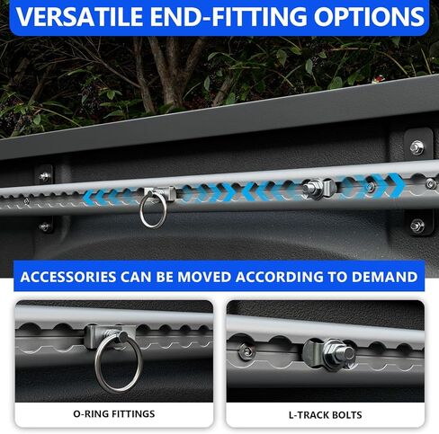 نظام سكة حديد سرير سرير 5.7 قدم متوافق مع 2019-2025 Dodge RAM 1500 Side Trail Rail System Rails Side Rails Down Rail Placeming for 2019-2025 Dodge Ram 1500 Accessories (Side Trail Rail) in Kuwait