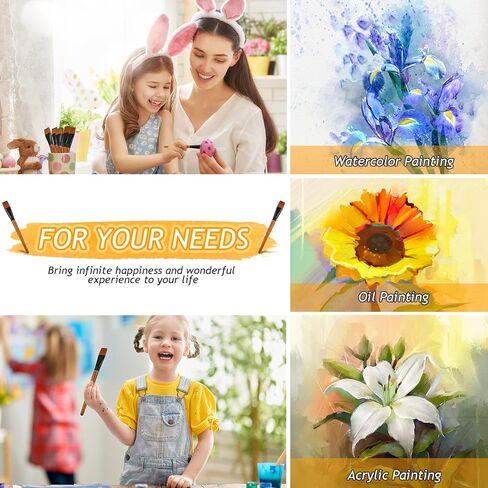 20 Pcs 1 Inch Flat Paint Brush Nylon Craft Brushes with Wooden Handle for Acrylic Watercolor Oil Crafts Face Body Art in Kuwait