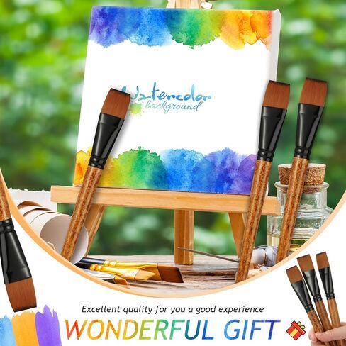 20 Pcs 1 Inch Flat Paint Brush Nylon Craft Brushes with Wooden Handle for Acrylic Watercolor Oil Crafts Face Body Art in Kuwait