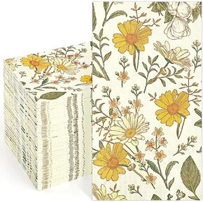 Homlouue 100PCS Watercolor Hydrangea Floral Napkins, 3 Ply Guest Towels Disposable Bathroom, Floral Paper Napkins Disposable, Flower Party Paper Napkins Decorative for Spring Summer Fall Decorations
