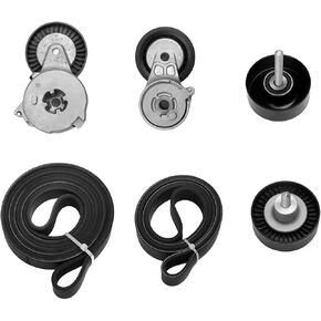 Drive Belt Belt Tensioner Idler Pulley Kit لعام 2011-2016 Audi A6 A7 Q5 Q7 VW Touareg 3.0L ، 2011-2014 VW TOUAREG 3.0L ، استبدل 06E903133AG 06E903133AB 06E903137AE 06E903137AB 06E903341H