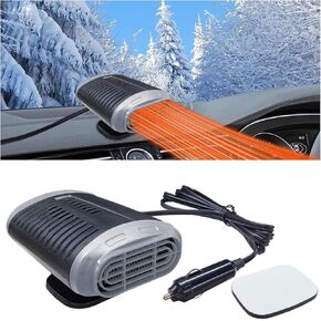 Portable Car Heater, 12V 150W Windshield Defogger and Defroster that Plug into Cigarette Lighter for Winter, 2 in 1 Fast Heating & Cooling Fan with 360° Rotatable Base for Car Sedan (Grey/Black) in Kuwait