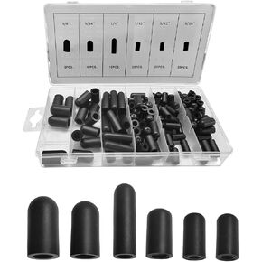 105PCS Vacuum Cap Assortment Kit, 6 Sizes Rubber Vacuum Caps Kit with ID from 5/32" to 3/8", Automotive Vacuum Plugs Hose End Cap Assortment for Carburetor Manifold