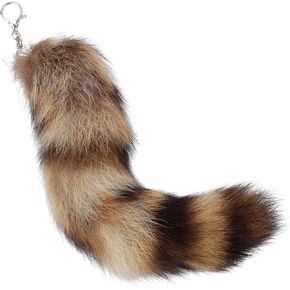 Marsrut Raccoon Tail Keychain - Faux Fur, Soft Key Ring - Gift for Fox/Wolf Cosplay, Fairy Costumes, Coat & Hat Accessories