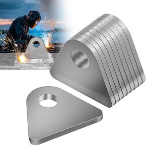 Weld on Tabs, Steel Shock Basic Weld Tab, Universal Weld on Tabs Flat Bottom Mount with a 1/2" Hole.1-8/9" Height, 2-2/7" Wide, 1/5" Thick Pack of 10 Tabs Steel Mounting Bracket OywhC-6
