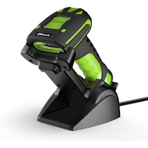 Alacrity Long Distance Barcode Scanner, 1D 2D Global Shutter Scan Sensor, 433Mhz Wireless & Bluetooth, Wireless Charging Cradle, Industrial Shock Dust Proof Hands Free, Blue