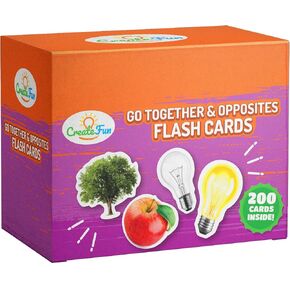 Go Together and Opposites Flash Cards Set - 200 Photo Cards with 7 Educational Language Matching Games for Speech Therapy, ESL, ELL, Dementia Activities for Seniors, Preschool Learning Activities
