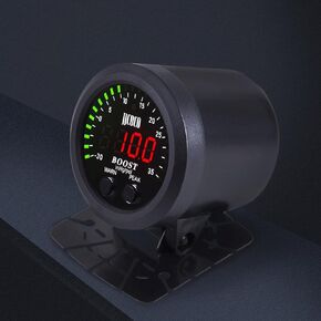Universal Turbo Boost/Vacuum Gauge Kit Includes Electronic Pressure Sensor Red LED Light PSI Meter - for Car Truck - 2-1/16"