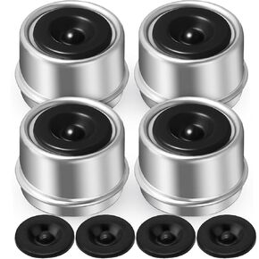 4pcs 2.72" Trailer Axle Wheel Hub and Bearing Dust Cap with Extra 4 Rubber Plugs for Most 7000-8000 lb Wheel Hubs Trailer Dexter EZ Lube Camper RV Bearing Dust Cap