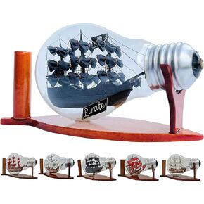 Black Pearl Caribbean Pirate Ship in a Bottle Glass Nautical Decoration Christmas Home Display Collection Handmade Miniature Boat Model For Tabletop Watercraft Warship Historical Ocean LAMP-444