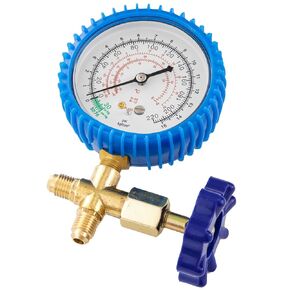 R410A Manifold Gauge, Air Conditioner Refrigerant Low Pressure Gauge, 1/4 Refrigerant Manifold Freon Gauges for R410A R22 R134A R404A 220 PSI