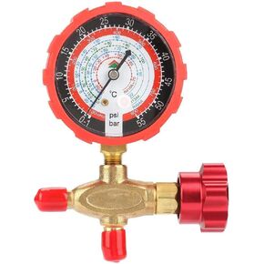 Manifold Gauge, 800 psi 55kgf/cm² Air Condition Refrigeration Manifold Gauge (Red) Manometer & Valve for R404a R22 R410 R131A