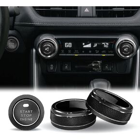 for Toyota RAV4 2019-2015 A/C Air Conditioning Knob Cover Engine Push Start Button Cover, Center Console Climate Radio Volume Control Switch Knob Decals Replacement Accessories (Blue)