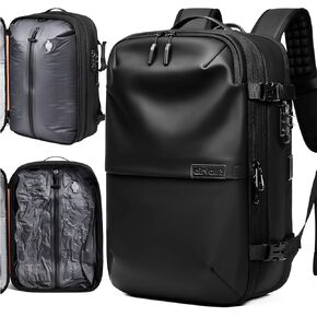 Airvault Vacuum Seal Backpack 60l-نظام فراغ ضغط الهواء القابل للتوسيع ، Airback ، Vacpack ، مقاوم للماء ، محمل مع قفل TSA يناسب 19 "كمبيوتر محمول ، Backvac (أسود)