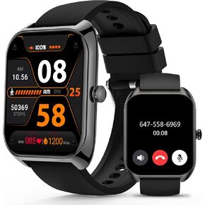 Smart Watch (Answer/Make Call) for Men Women, 2.02" Smartwatch with Blood Oxygen/Blood Pressure/Heart Rate/Sleep Monitor, IPX8 Waterproof Fitness Tracker, 100+ Sports Modes Compatible with iOS Android