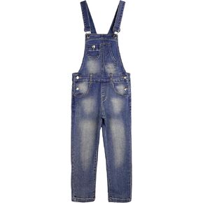 KIDSCOOL SPACE Little Big Girls Denim Overalls,Washed for Soft Stretch Jeans Workwear
