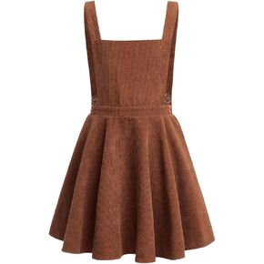 SweatyRocks Girl's Corduroy Overall Dress Sleeveless Skirtall Jumpers Suspender Dresses