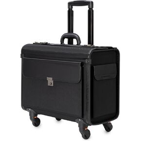 Alpine Swiss Wheeled Briefcase | Rolling Briefcase Locking Telescopic Handle 4 Replaceable Wheels | Pilot Lawyer Litigator Attache Case | 17" Laptop Compartment | Dual Combo Locks | Organizer Pockets