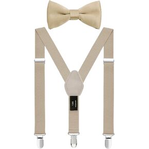Mens' Boys' Suspenders and Bow Tie Set Adjustable Elastic
