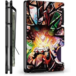 Gifts for Teenage Boys, Gamer Wallet for Teen, Cool Youth Teenager Gifts Christmas Birthday, Video Game Minimalist Card Holder with Money Clip, Gaming Slim Metal Front Pocket Wallet