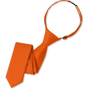 Boys Black Tie Pre-tied Adjustable Kids Solid Color Necktie for Age 8-12 Years with Gift Box