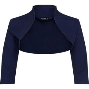 New Girls' Stylish Cropped Bolero Shrug – Open Front Plain Long Sleeve Cardigan