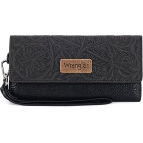 Montana West X Wrangler Western Wallets for Women Trifold Wristlet Wallets Large Capacity Women Clutch Wallet with Coin Purse