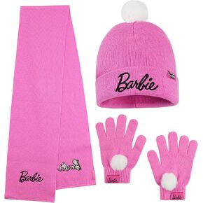 Barbie Girls Beanie Hat Scarf Gloves Set Winter Accessories Set - Gift for Girls
