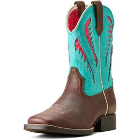 ARIAT Youth Quickdraw VentTEK Western Boot, Rich Clay/Turquoise Floral Emboss, 1