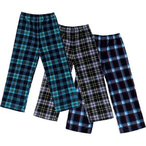 Mad Dog Concepts Boys Pajama Pants - Soft Micro Fleece PJ Bottoms for Kids Printed Plaid Design Boy's Sleepwear Size 6–20 3PK in Kuwait