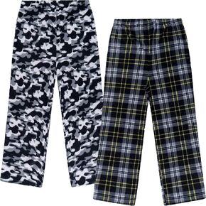 Mad Dog Boys Pajama Pants - Soft Fleece PJ Bottoms for Kids - Buffalo Plaid Lounge Pants, Warm & Comfy Microfleece 2PK Set in Kuwait