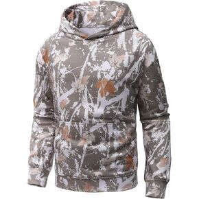 Flygo Camo Hoodie for Girls Boys Maple Leaf Print Hoodies Cute Oversized Hooded Trendy Sweatshirt Kids 5-14 Years