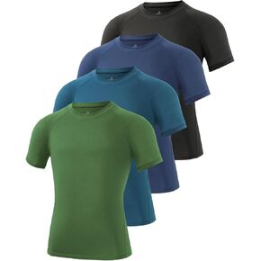 Ullnoy 4 Pack Boys Boys Athletic Compression Dorts Short Sleeve Dry Fit T Shirts for Kids Moisture Wicking Tees Tees in Kuwait