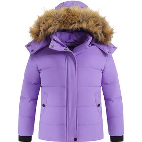 Wantdo Girls 'Girls Winter Winter Coats سميكة طباعة غلاف مبطن مع غطاء فرو فو ،