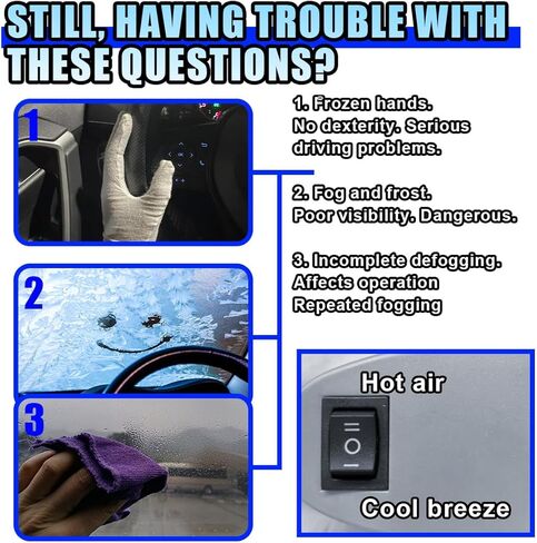 Portable Car Heater, 12V 150W Windshield Defogger and Defroster that Plug into Cigarette Lighter for Winter, 2 in 1 Fast Heating & Cooling Fan with 360° Rotatable Base for Car Sedan (Grey/Black) in Kuwait