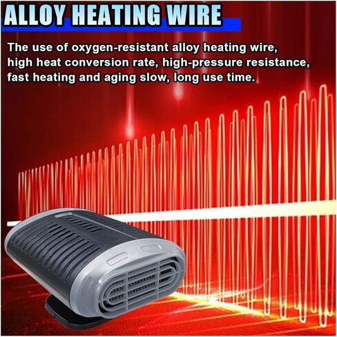 Portable Car Heater, 12V 150W Windshield Defogger and Defroster that Plug into Cigarette Lighter for Winter, 2 in 1 Fast Heating & Cooling Fan with 360° Rotatable Base for Car Sedan (Grey/Black) in Kuwait