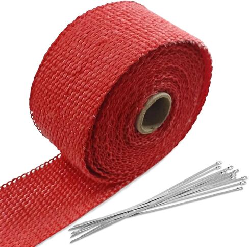 2" x 16 Ft Motorcycle Exhaust Heat Wrap Roll, Exhaust Manifold Heat Wrap Fiberglass Heat Shield Tape, Car Exhaust Tube Thermal Wrap Tape with 10 Stainless Locking Ties in Saudi Arabia