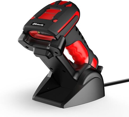 ماسح باركود Alacrity لمسافات طويلة، مستشعر مسح مصراع عالمي 1D 2D، 433 ميجا هرتز لاسلكي وبلوتوث، حامل شحن لاسلكي، مقاوم للصدمات الصناعية بدون استخدام اليدين، أزرق in Saudi Arabia