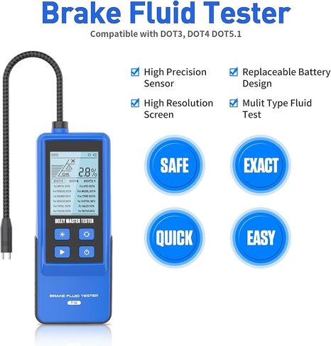 Brake Fluid Tester Digital Brake Fluid Moisture Tester Pen with High Precision Sensor Probes 10.3'' Extended Gooseneck Hose for DOT-3,DOT-4,DOT-5.1 with 2.8'' Backlit Screen,Audible Alarm in Kuwait