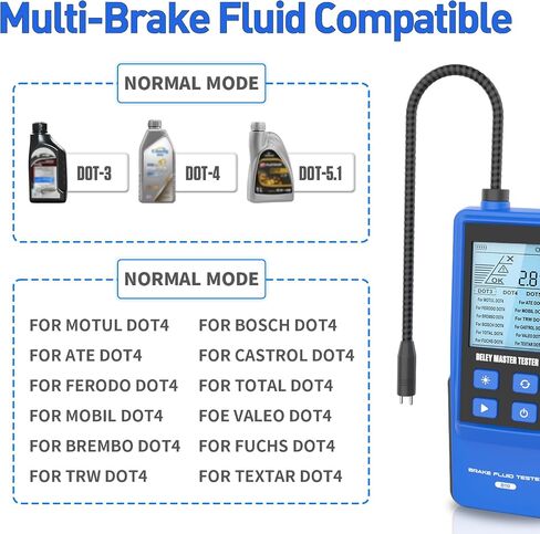 Brake Fluid Tester Digital Brake Fluid Moisture Tester Pen with High Precision Sensor Probes 10.3'' Extended Gooseneck Hose for DOT-3,DOT-4,DOT-5.1 with 2.8'' Backlit Screen,Audible Alarm in Kuwait