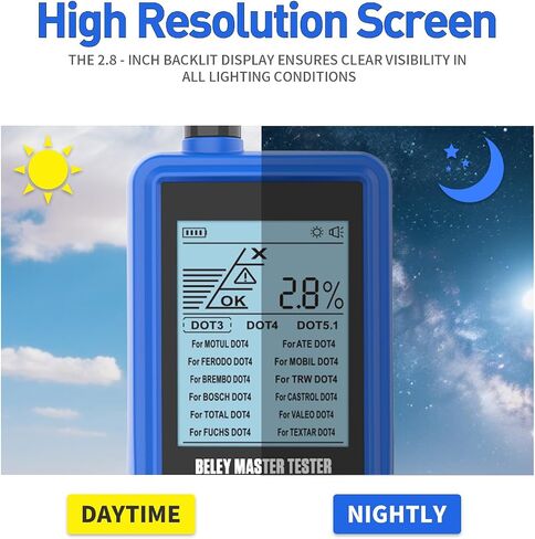 Brake Fluid Tester Digital Brake Fluid Moisture Tester Pen with High Precision Sensor Probes 10.3'' Extended Gooseneck Hose for DOT-3,DOT-4,DOT-5.1 with 2.8'' Backlit Screen,Audible Alarm in Kuwait