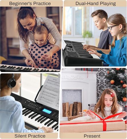 61 Key Keyboard Piano Beginners Full Size Keys, Electronic Keyboard, Complete Electric Keyboard Set, LCD, Headphones, Stand, Stool, Music Rest, Microphone, Built-In Speakers, 3 Teaching Modes in Saudi Arabia